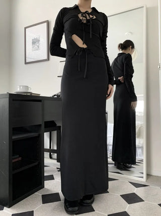 Jersey maxi long skirt