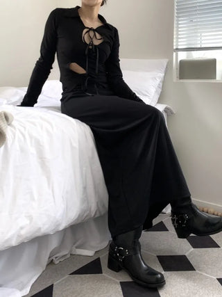 Jersey maxi long skirt