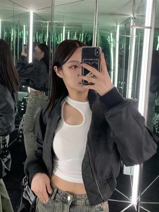 Cut-out crop sleeveless nasi crop top