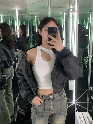 Cut-out crop sleeveless nasi crop top
