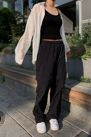 Backless ribbed sleeveless top with built-in cap
