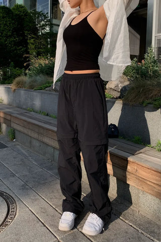 Backless ribbed sleeveless top with built-in cap