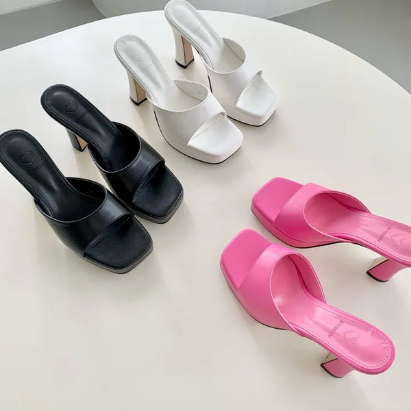 Platform heel mule heel