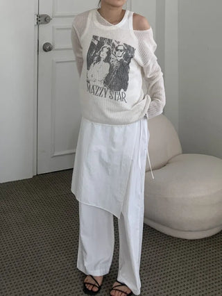 Nylon wrap skirt summer layered pants