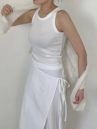 Nylon wrap skirt summer layered pants