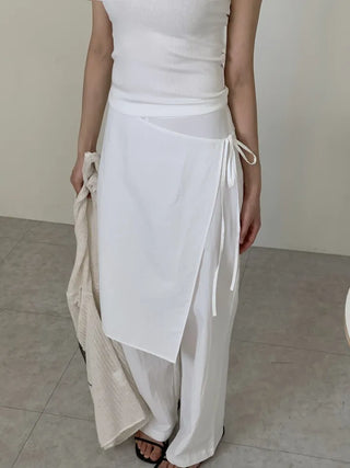 Nylon wrap skirt summer layered pants