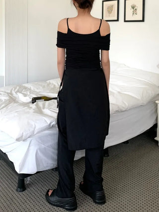Nylon wrap skirt summer layered pants