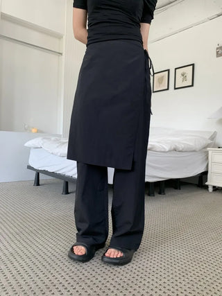 Nylon wrap skirt summer layered pants