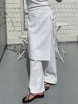 Nylon wrap skirt summer layered pants