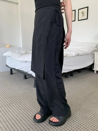 Nylon wrap skirt summer layered pants