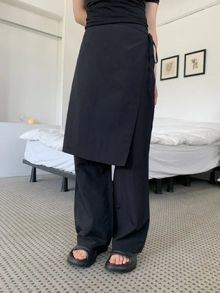 Nylon wrap skirt summer layered pants