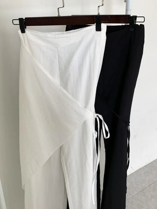 Nylon wrap skirt summer layered pants
