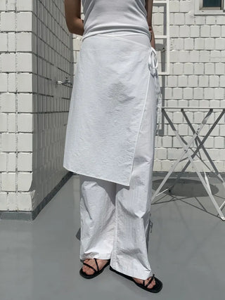 Nylon wrap skirt summer layered pants