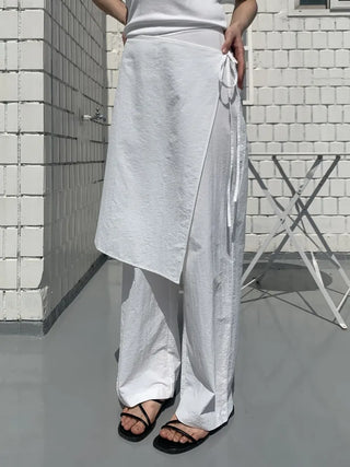 Nylon wrap skirt summer layered pants