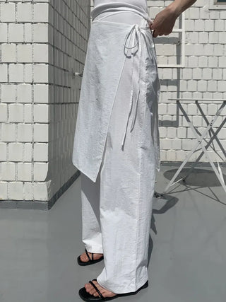 Nylon wrap skirt summer layered pants