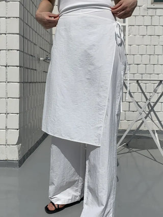 Nylon wrap skirt summer layered pants