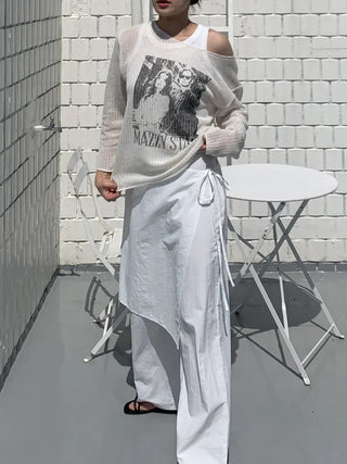 Nylon wrap skirt summer layered pants