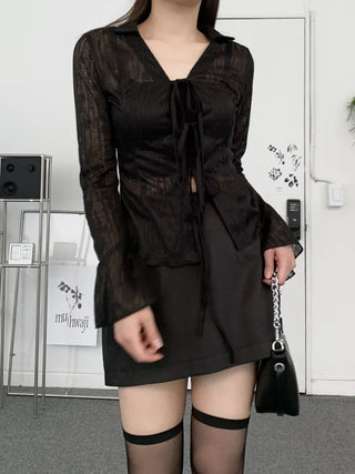 Rose cuff sheer strap shirt