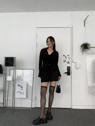 Rose cuff sheer strap shirt