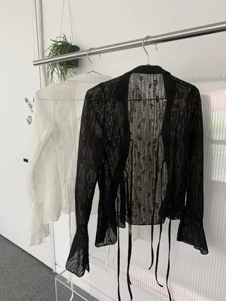 Rose cuff sheer strap shirt
