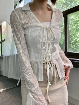 Rose cuff sheer strap shirt