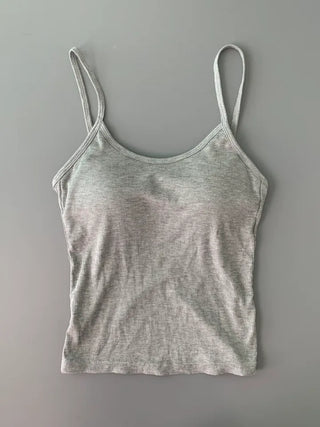 Sleeveless top with built-in cap