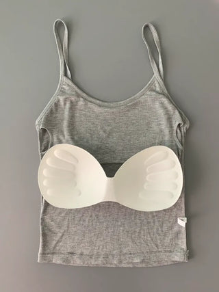 Sleeveless top with built-in cap