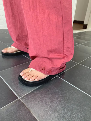 Nylon rustling loose fit wide rough pants