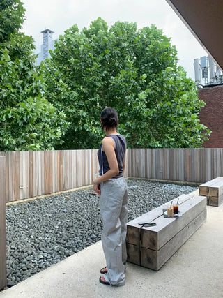 Nylon rustling loose fit wide rough pants