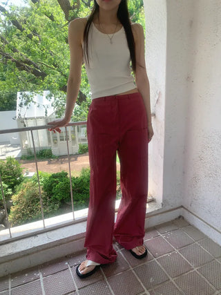 Nylon rustling loose fit wide rough pants