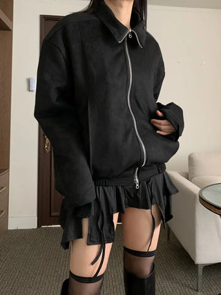 Suede Overfit Quilted Jacket