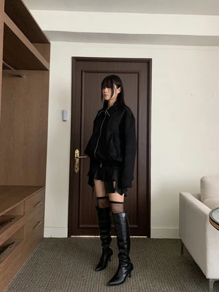 Suede Overfit Quilted Jacket