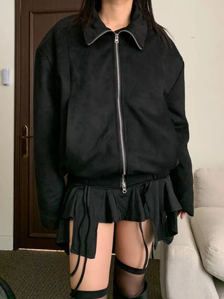 Suede Overfit Quilted Jacket