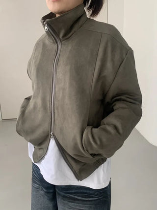 Suede Overfit Quilted Jacket
