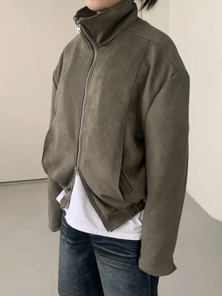 Suede Overfit Quilted Jacket