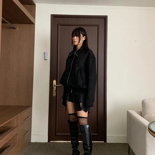 Suede Overfit Quilted Jacket
