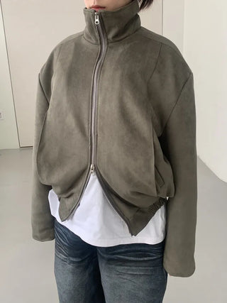 Suede Overfit Quilted Jacket