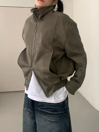 Suede Overfit Quilted Jacket
