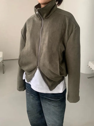Suede Overfit Quilted Jacket