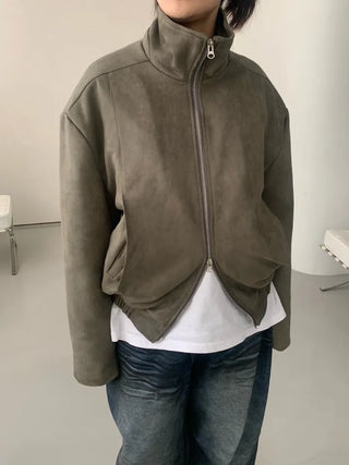 Suede Overfit Quilted Jacket