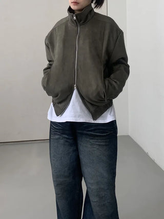 Suede Overfit Quilted Jacket