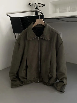 Suede Overfit Quilted Jacket