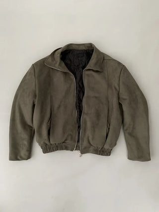 Suede Overfit Quilted Jacket