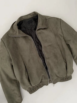 Suede Overfit Quilted Jacket