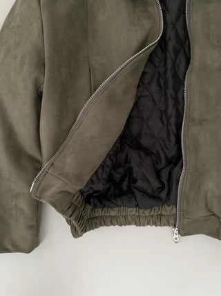 Suede Overfit Quilted Jacket