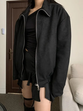 Suede Overfit Quilted Jacket