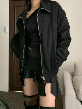 Suede Overfit Quilted Jacket