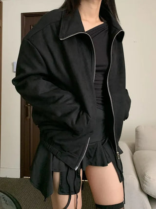 Suede Overfit Quilted Jacket