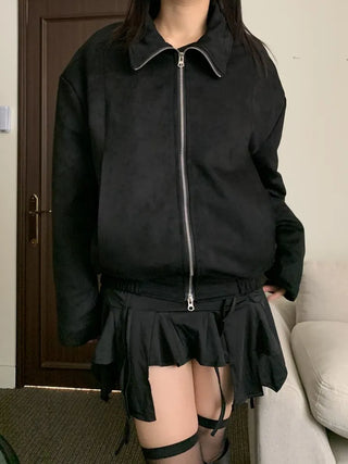 Suede Overfit Quilted Jacket