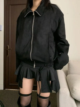 Suede Overfit Quilted Jacket